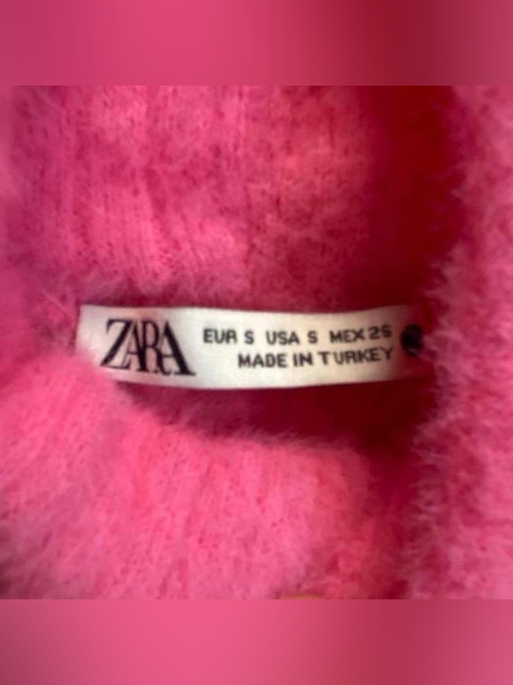 Zara Pink Eyelash Knit Mock Neck Sweater Fuzzy Girly Top - Picture 2 of 8